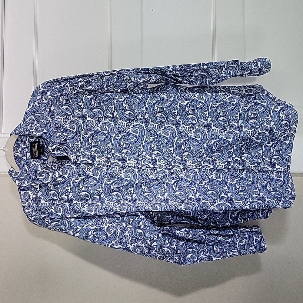 Daniel Cremieux Blue Gray Paisley Button L/S Shirt Sz 2XB NWOT